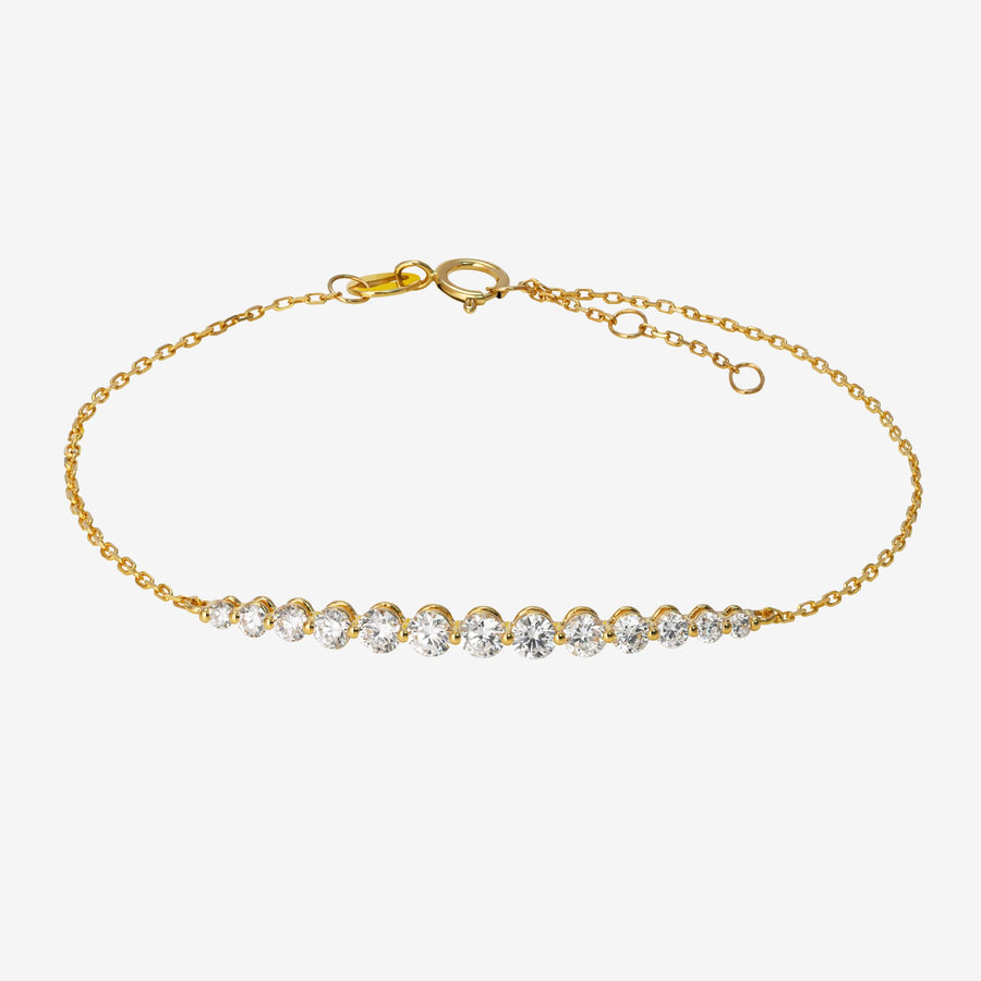 18k Solid Gold Graduated Lab Diamond Bar Bracelet