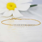 18k Solid Gold Graduated Lab Diamond Bar Bracelet