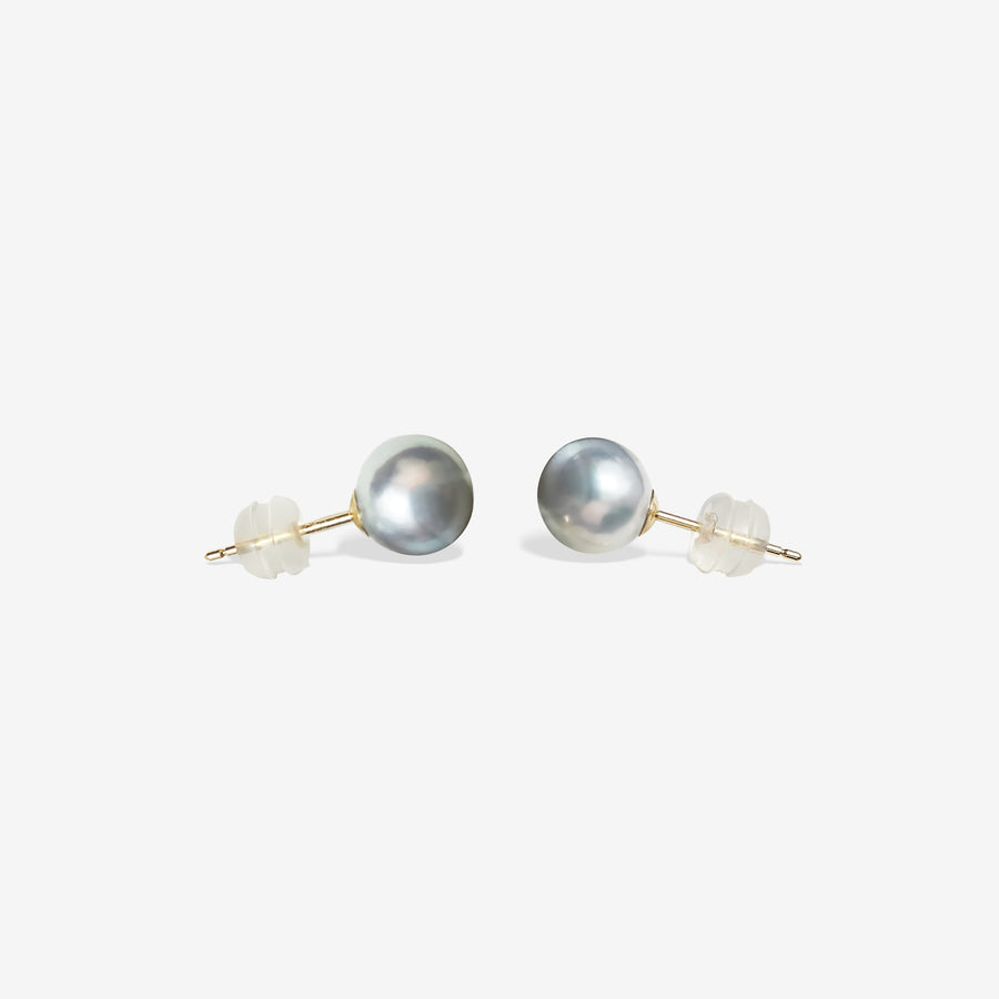 18k Grey Akoya Pearl Stud Earrings