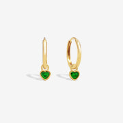 18k Dainty Natural Emerald Heart Charm Earrings