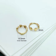 18k Solid Gold Dainty Heart Huggie Earrings