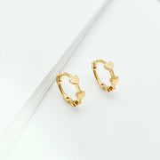 18k Solid Gold Dainty Heart Huggie Earrings
