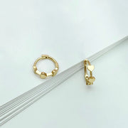 18k Solid Gold Dainty Heart Huggie Earrings