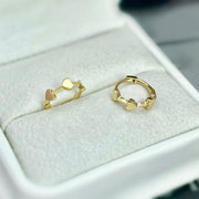 18k Solid Gold Dainty Heart Huggie Earrings