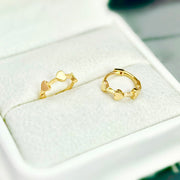 18k Solid Gold Dainty Heart Huggie Earrings