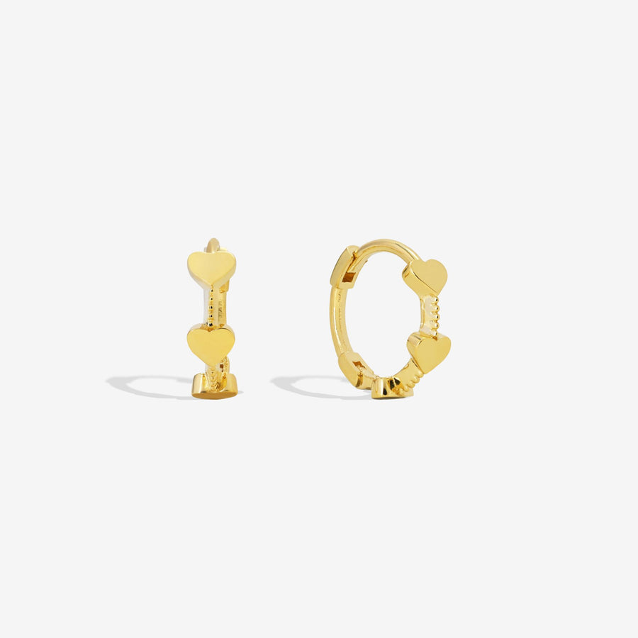 18k Solid Gold Dainty Heart Huggie Earrings