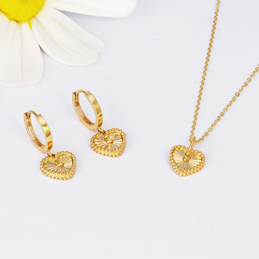 Heart Charm Necklace and Earrings Set