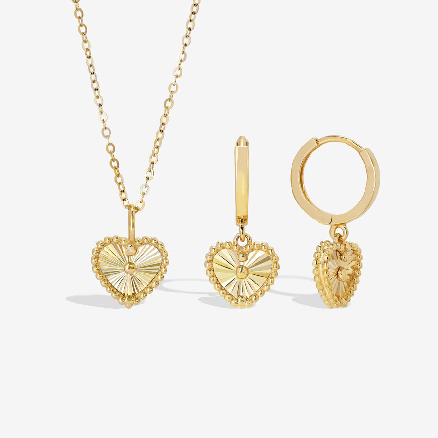 Heart Charm Necklace and Earrings Set