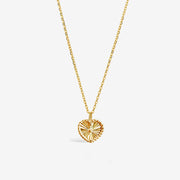 14k Solid Gold Sunray Heart Charm Necklace