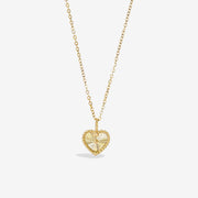 14k Solid Gold Sunray Heart Charm Necklace
