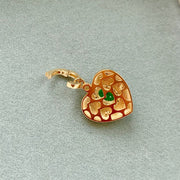 14k Brushed Gold Emerald Heart Pendant