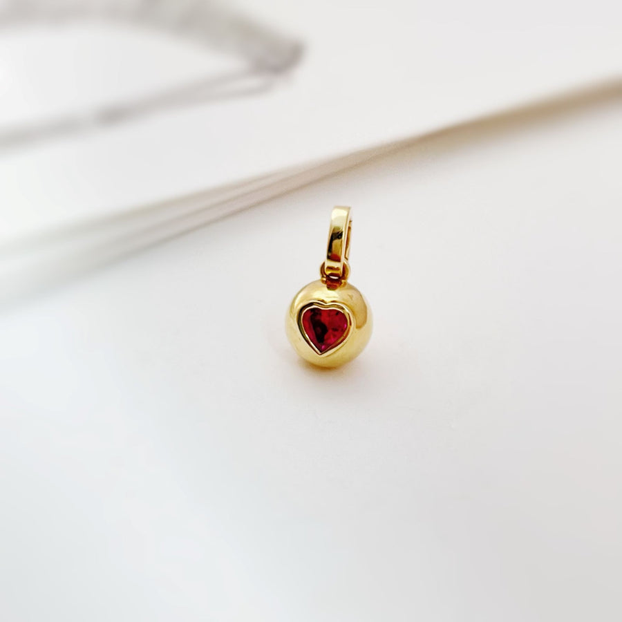 18k Natural Pigeon Blood Ruby Heart Ball Pendant