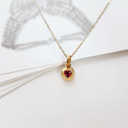 18k Natural Pigeon Blood Ruby Heart Ball Pendant