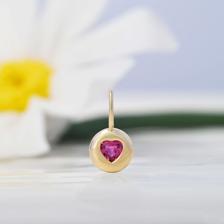 Pebble Ruby Heart Pendant