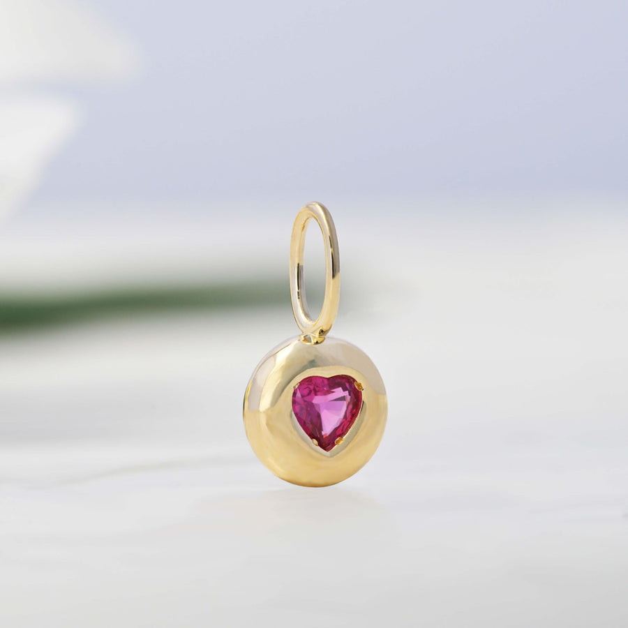 Pebble Ruby Heart Pendant