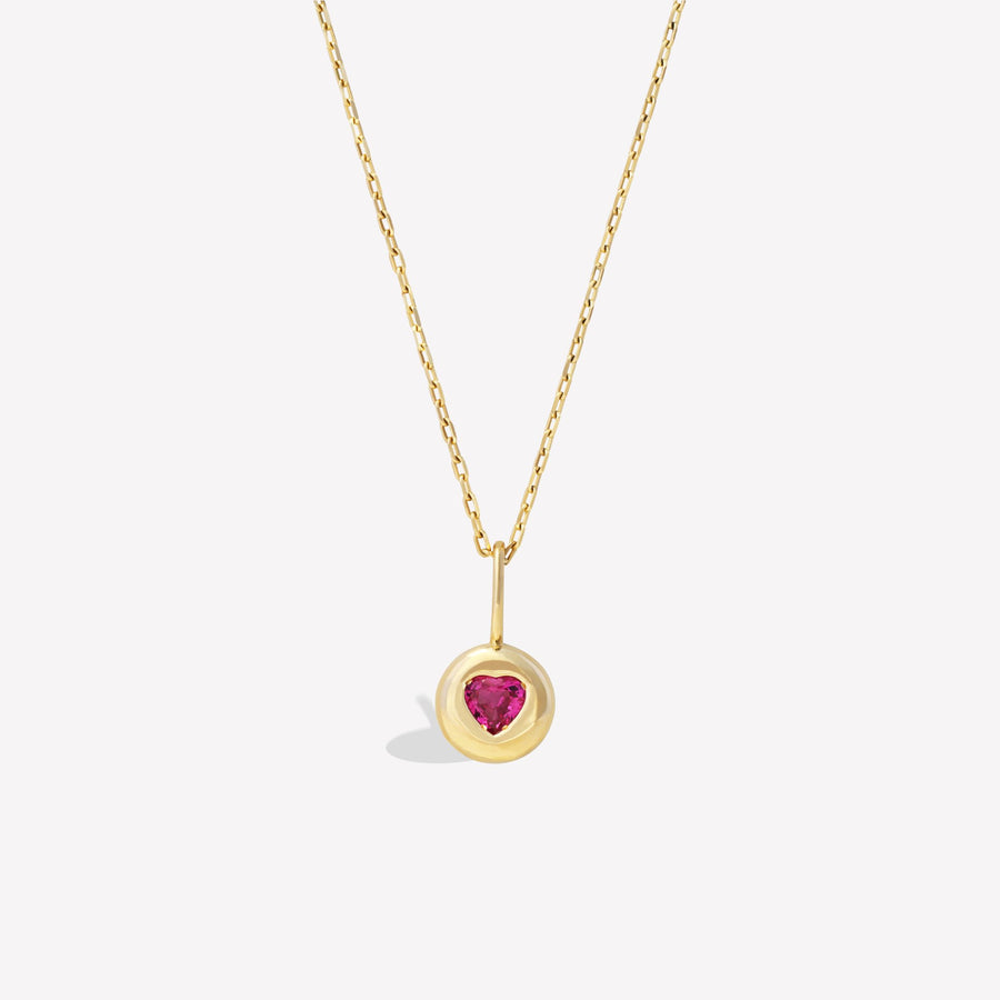Pebble Ruby Heart Pendant
