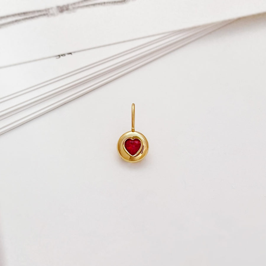 18k Soid Gold Natural Pigeon Blood Ruby Heart Pendant