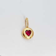 18k Soid Gold Natural Pigeon Blood Ruby Heart Pendant