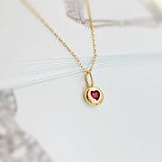 18k Soid Gold Natural Pigeon Blood Ruby Heart Pendant