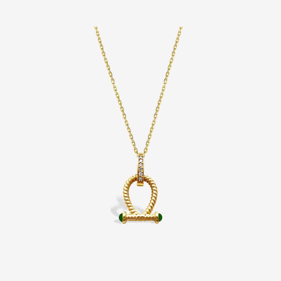 14k Twisted T-Bar Horseshoe Pendant