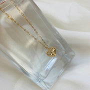 Ready to ship! 14K Solid Gold Sparkly Heart Charm Necklace, Dainty Heart Pendant Necklace, 14ct Real Gold Necklace Women, Valentine's Gift