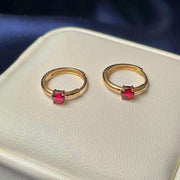 Ready to ship! 18K Solid Gold Natural Red Spinel Huggie Hoop Earrings, 0.45ct Genuine Red Spinel Gemstone Huggies, August Birthstone Gift