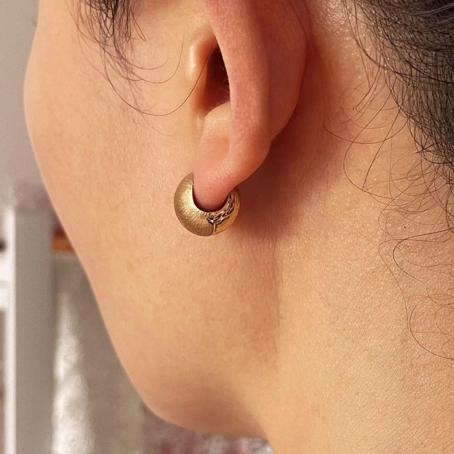 18k Solid Gold Double Sided Disco Ball Huggie Earrings Evelyn