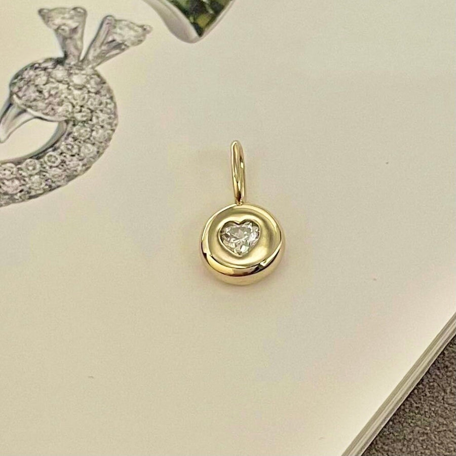 Ready to ship! 14K Solid Gold Dainty Solitaire Moissanite Diamond Heart Pendant, Dainty Small Necklace Charm, Valentine's Gift for Her