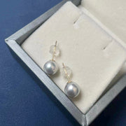 Ready to ship! 7.5mm Grey Akoya Pearl Stud Earrings, 18k Solid Gold Japanese Saltwalter Akoya Pearl Studs Earrings, Gift for her