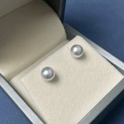 Ready to ship! 7.5mm Grey Akoya Pearl Stud Earrings, 18k Solid Gold Japanese Saltwalter Akoya Pearl Studs Earrings, Gift for her