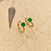 Ready to ship! 18K Solid Gold Natural Emerald Huggie Hoop Earrings, Premium Vivid Green Real Emerald Huggies for Women, Gift for her