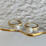 14K Solid Gold Freshwater Pearl Huggie Hoop Earrings, Real Gold Genuine Pearl Huggies, Bridal, Wedding Earrings for her