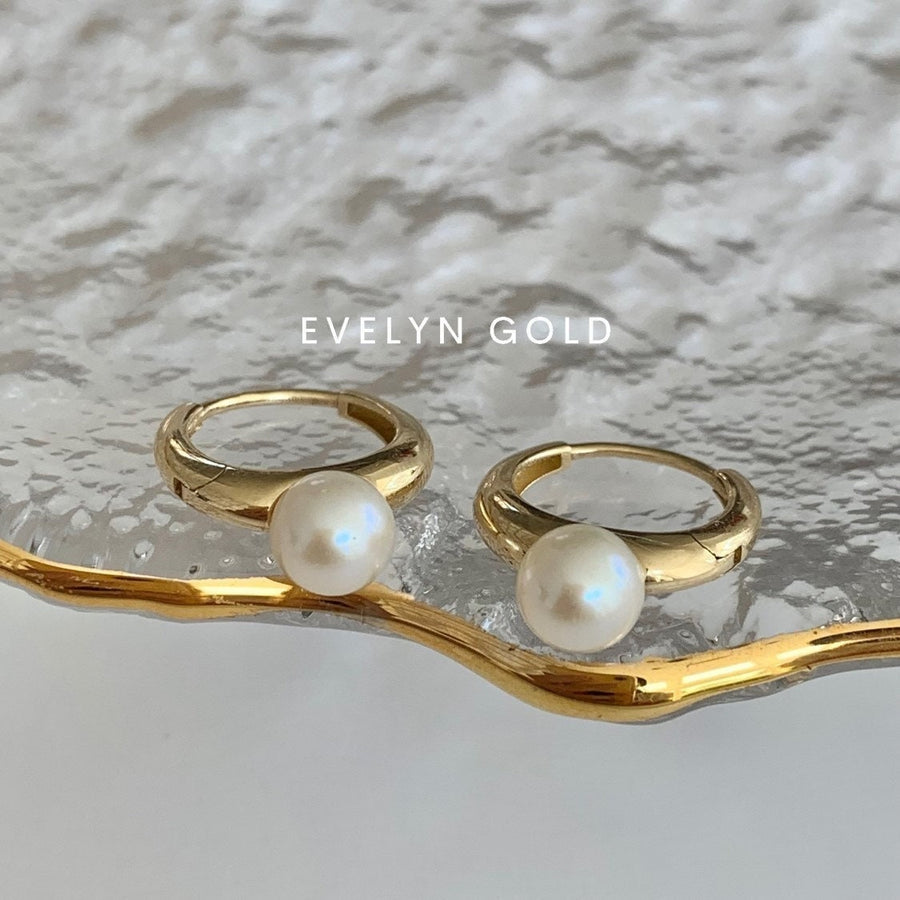 14K Solid Gold Freshwater Pearl Huggie Hoop Earrings, Real Gold Genuine Pearl Huggies, Bridal, Wedding Earrings for her