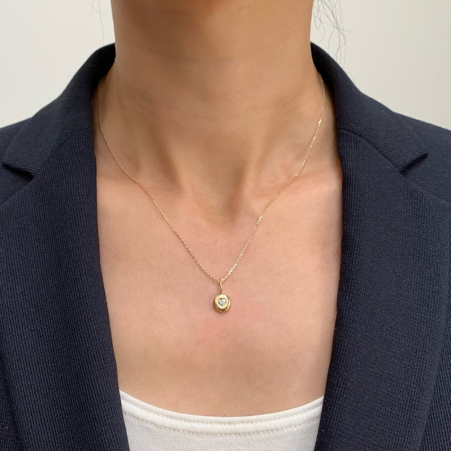 Ready to ship! 14K Solid Gold Dainty Solitaire Moissanite Diamond Heart Pendant, Dainty Small Necklace Charm, Valentine's Gift for Her