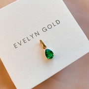 Ready to ship! 14K Solid Gold Solitaire Teardrop Emerald Pendant Necklace, Solid Gold Labgrown Emerald Necklace Charm with Open Bail