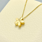 Ready to ship! 14K Solid Gold Unique Flower Charm Necklace, Double Sided 3D Flower Pendant, Solid Gold Floral Blossom Necklace for Women