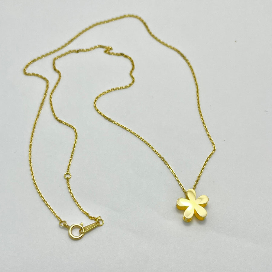 Ready to ship! 14K Solid Gold Unique Flower Charm Necklace, Double Sided 3D Flower Pendant, Solid Gold Floral Blossom Necklace for Women