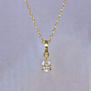 Ready to ship! 18K Solid Gold Solitaire Teardrop Moissanite Diamond Pendant, Solid Gold Dainty Teardrop Necklace Charm with Open Bail