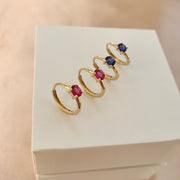 Ready to ship! 18K Solid Gold Natural Ruby/Sapphire Huggie Hoop Earrings, 0.2ct Genuine Minimalist Ruby/Blue Sapphire Huggies, Gift for Her