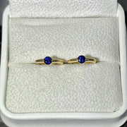 Ready to ship! 18K Solid Gold Royal Blue Sapphire Huggie Hoop Earrings, 0.2ct Natural Genuine High Quality Blue Sapphire Earrings for her