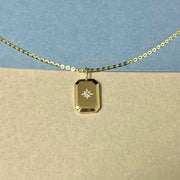 Ready to Ship! 14K Solid Gold Moissanite Starburst Charm Necklace, Dainty Teardrop/Rectangular Celestial Pendant Necklace, Gift for Her