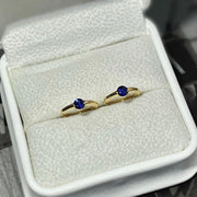 Ready to ship! 18K Solid Gold Royal Blue Sapphire Huggie Hoop Earrings, 0.2ct Natural Genuine High Quality Blue Sapphire Earrings for her