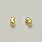 Ready to ship! 14K Solid Gold Bean Huggie Earrings, Cute Double-Sided Bean Huggies, Real Gold Chunky Huggies, Solid Gold Earrings for her