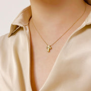 Ready to Ship! 14K Solid Gold Sparkly Cross Charm Necklace, Unique Cross Pendant, Solid Gold Dainty Cross Pendant Necklace for Women