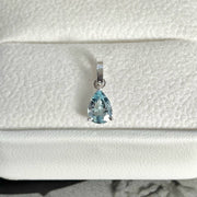 18K Solid White Gold Aquamarine Teardrop Pendant, Solid Gold Natural Aquamarine Teardrop Necklace Charm with Detachable Bail