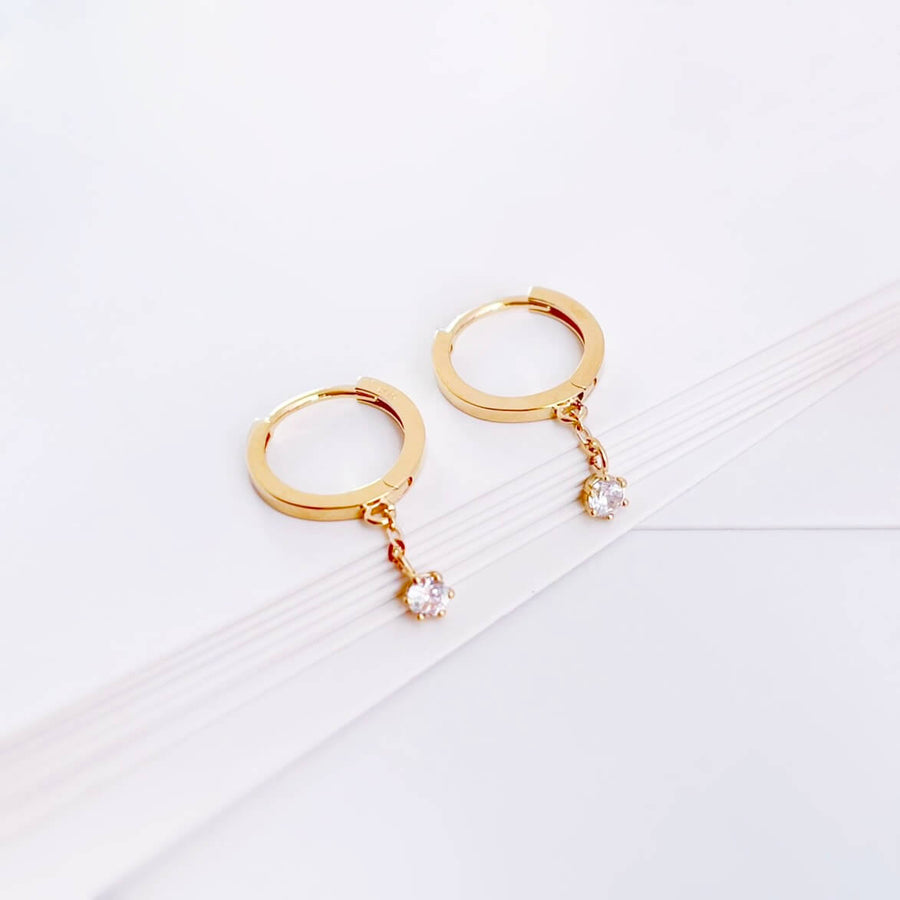 14k Solid Gold Lab-Grown Diamond Drop Earrings