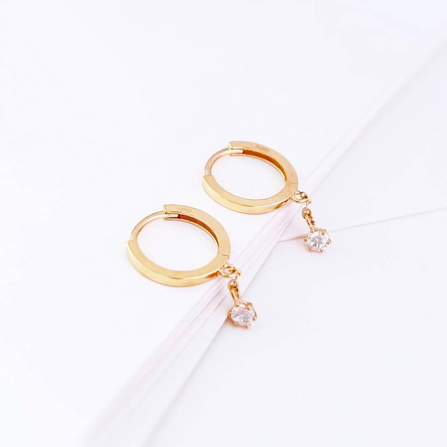14k Solid Gold Lab-Grown Diamond Drop Earrings