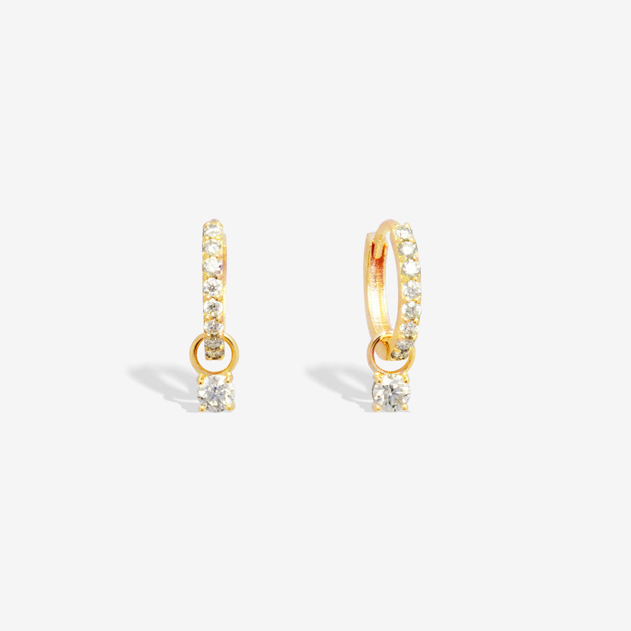 14k Solid Gold Pavé Lab Diamond Charm Earrings