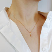 14k Solid Gold Lab Diamond Bar Pendant Necklace