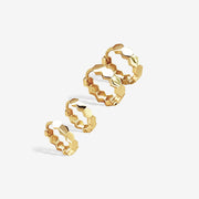 14k Solid Gold Honeycomb Huggie Hoop Earrings